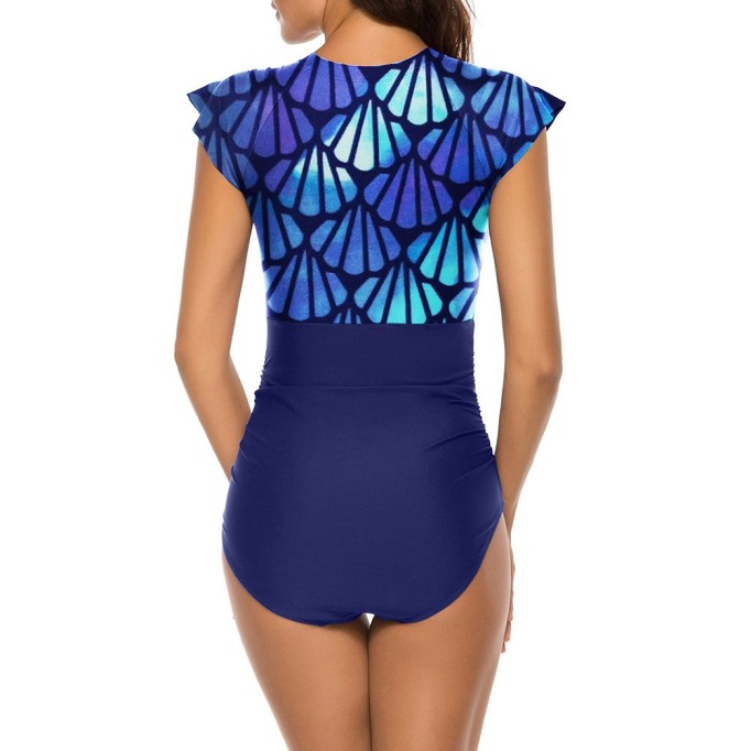 Round Neck Short Sleeve Stretchy Bodycon Swimsuit YS20002