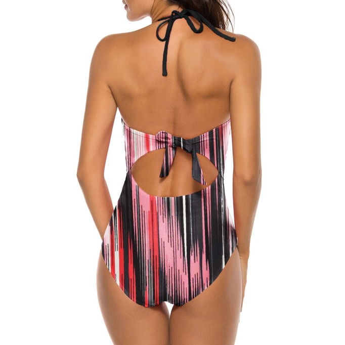 Halter Sleeveless Stretchy Bodycon Swimsuit YS20001