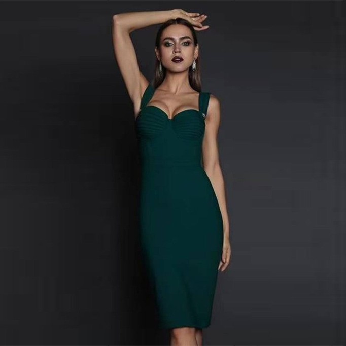 Strappy Sleeveless Striped Over Knee Bandage Dress PP19257