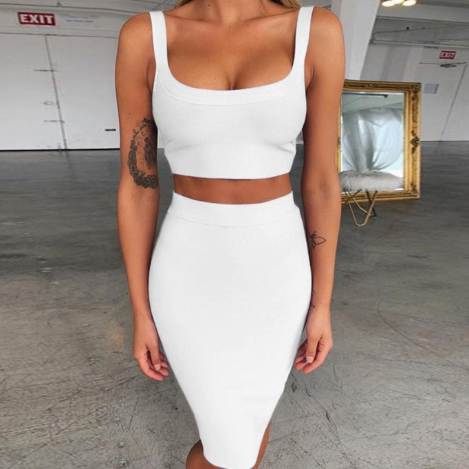 Strappy Sleeveless 2 Piece Over Knee Bandage Set