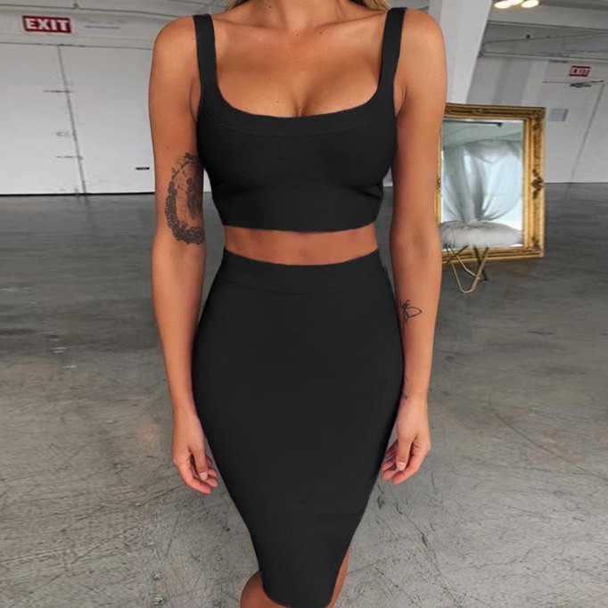 Strappy Sleeveless 2 Piece Over Knee Bandage Set