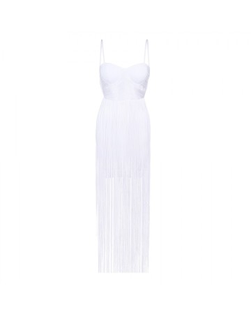 Strappy Sleeveless Tassels Maxi Bandage Dress HJ518