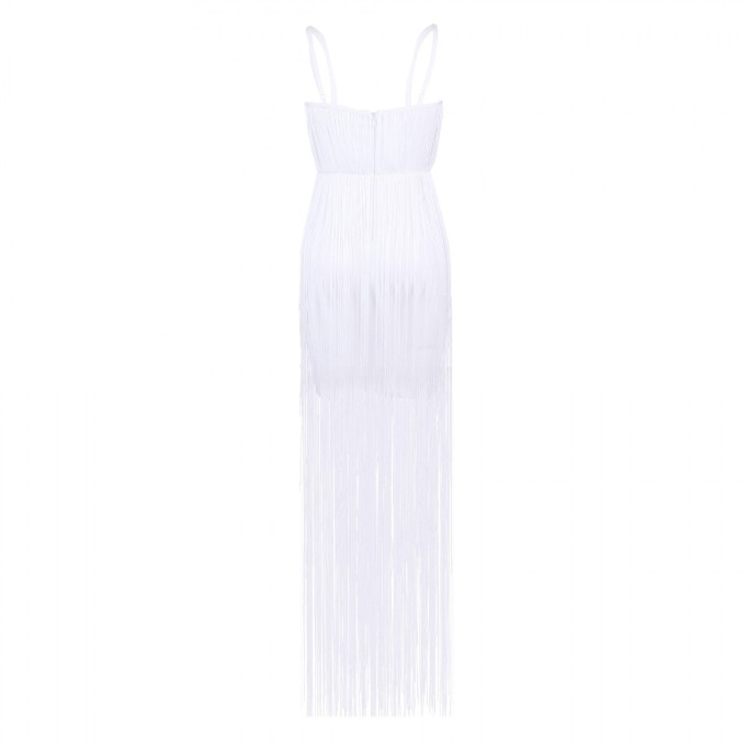 Strappy Sleeveless Tassels Maxi Bandage Dress HJ518