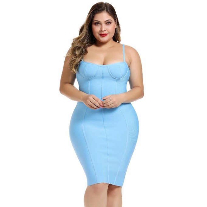 Plus Size Over Knee Bandage Dress DF0703