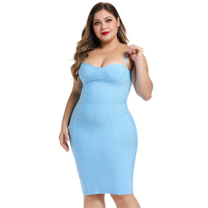 Plus Size Over Knee Bandage Dress DF0703