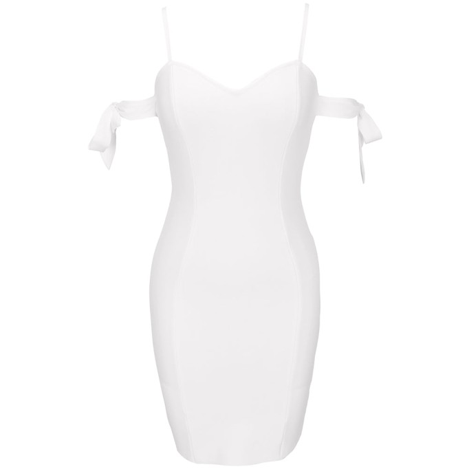 Strappy Short Sleeve Plain Midi Bandage Dress PF21411