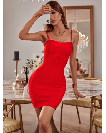 Strappy Sleeveless Plain Mini Bandage Dress PP21311