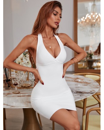 Halter Sleeveless Backless Mini Bandage Dress PF21430