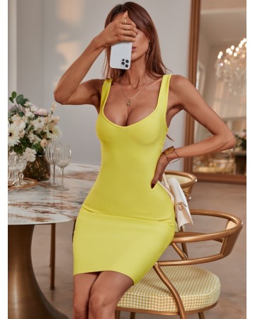 Strappy Sleeveless Plain Mini Bandage Dress PP21601