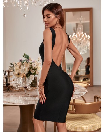 Strappy Sleeveless Backless Midi Bandage Dress PP21708