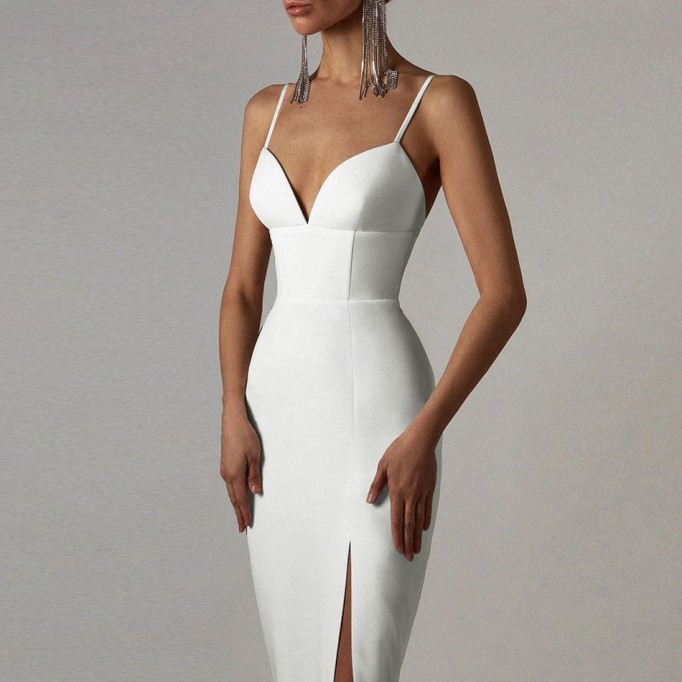 Strappy Sleeveless Slit Midi Bandage Dress PK211101