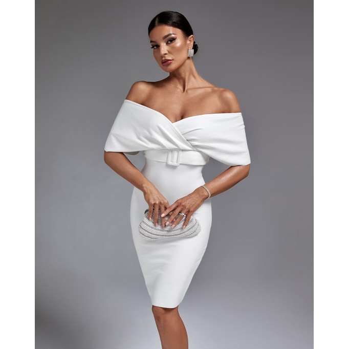 V Neck Midi Bandage Dress With Belt