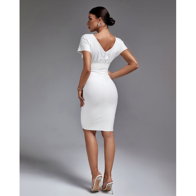 V Neck Midi Bandage Dress With Belt