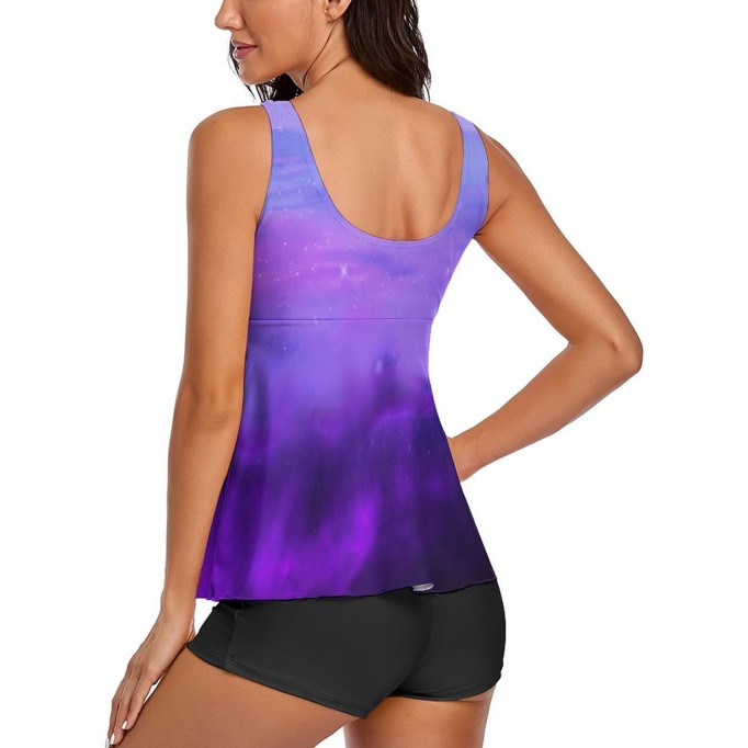 Tankini Galaxy Purple Two Piece Bathing Suits Swimwear