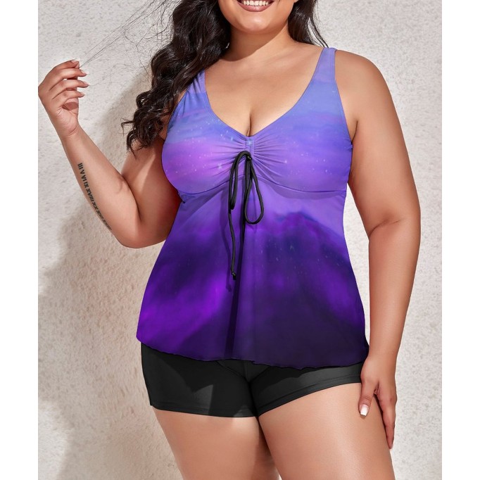 Tankini Galaxy Purple Two Piece Bathing Suits Swimwear