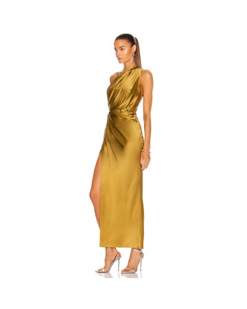 One Shoulder Sleeveless Asymmetrical Maxi Bodycon Dress