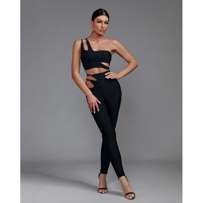 One Shoulder Sleeveless Cut Out Bandage Set