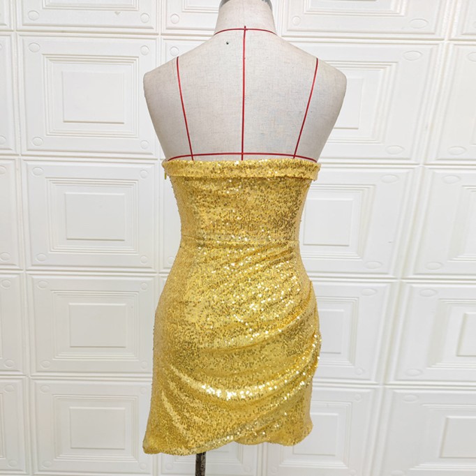 Strapless Sleeveless Mini Sequined Bodycon Dress KLY517