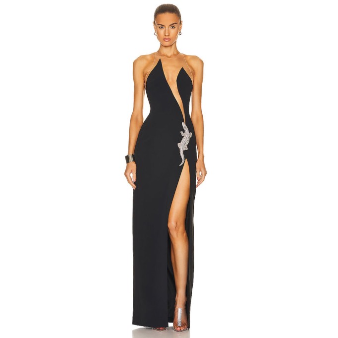 Strapless Sleeveless Maxi Diamente Embellished Bandage Dress HL8952