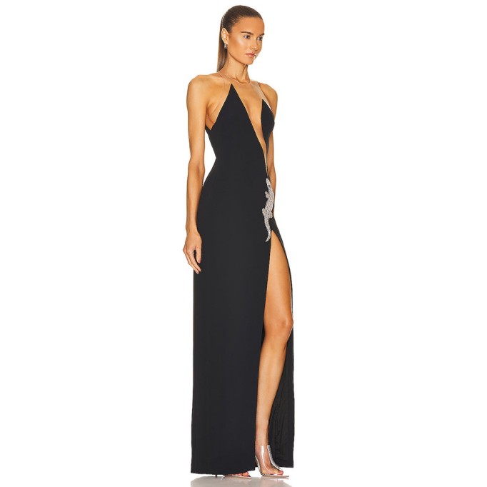 Strapless Sleeveless Maxi Diamente Embellished Bandage Dress HL8952