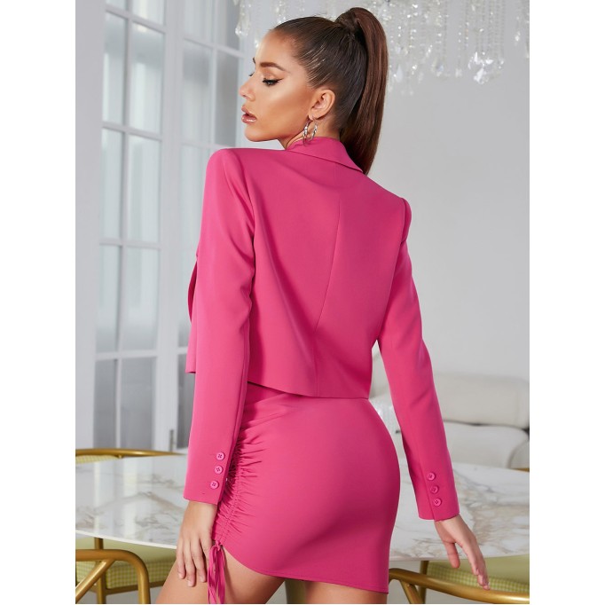 V Neck Long Sleeve Button Bodycon Set HB77600