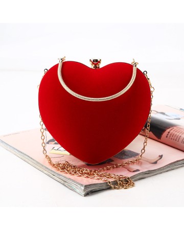 Red Suede Love Evening Bag