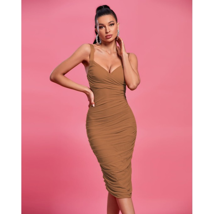 Strappy Wrinkled Midi Dress