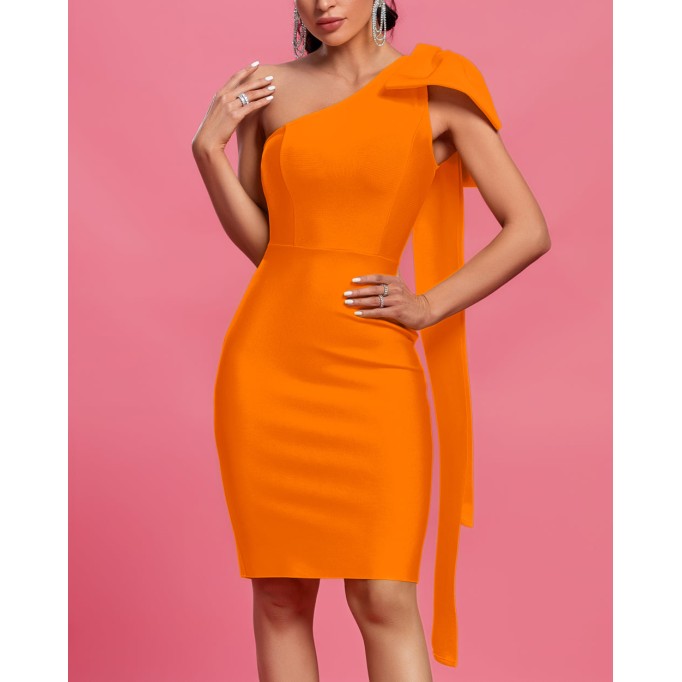 Bowknot Asymmetrical Sleeveless Bandage Dress