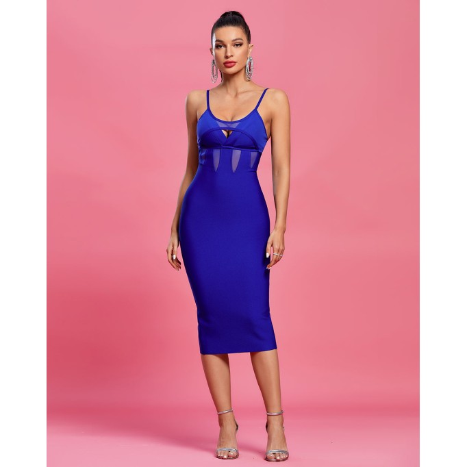 Strappy Mesh Midi Bandage Dress