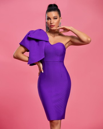 One Shoulder Bowknot Bandage Dress