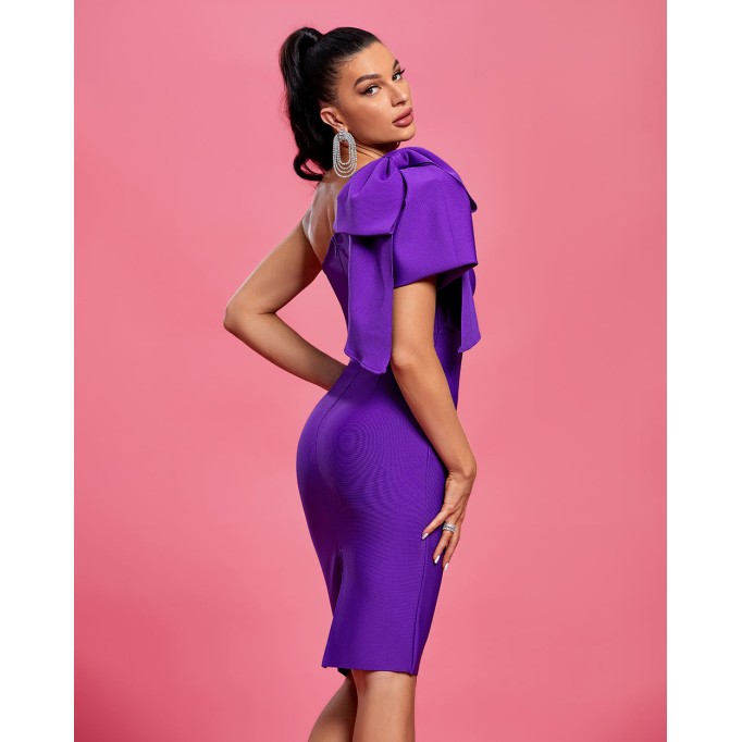 One Shoulder Bowknot Bandage Dress