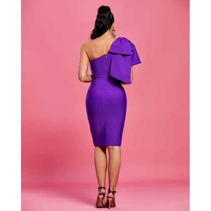 One Shoulder Bowknot Bandage Dress