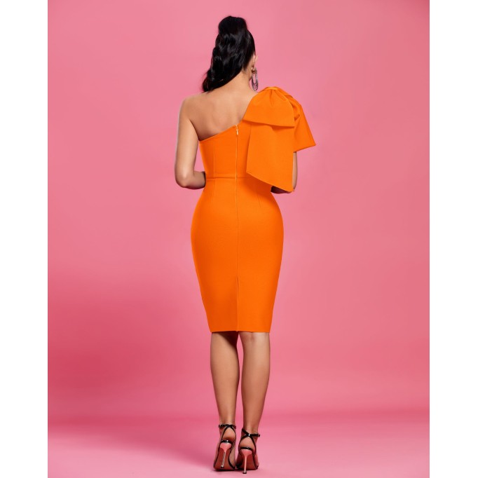 One Shoulder Bowknot Bandage Dress