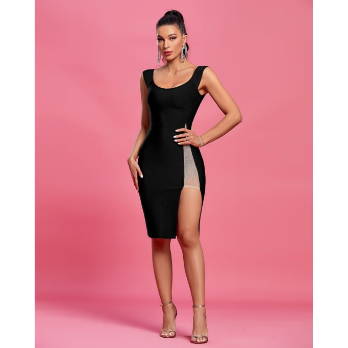 Crystal Mesh Midi Bandage Dress