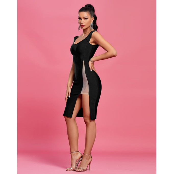 Crystal Mesh Midi Bandage Dress