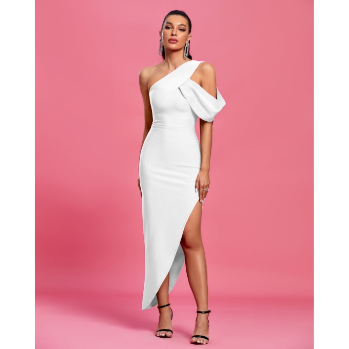 One Shoulder Bandage Maxi Dress