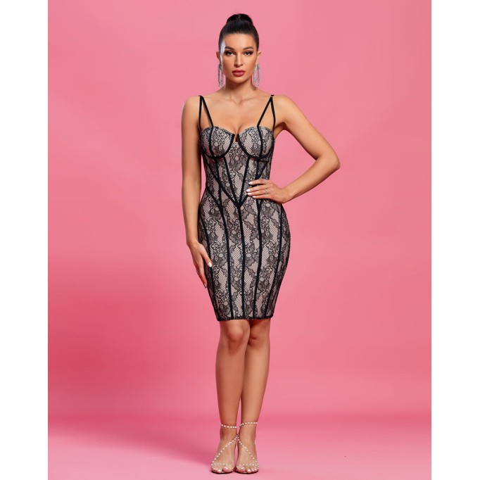 Lace Sweetheart Neck Bodycon Dress