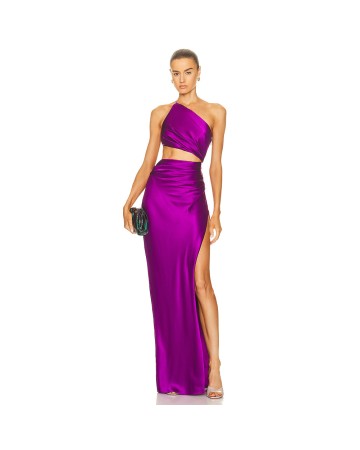 One Shoulder Side Slit Maxi Bodycon Dress