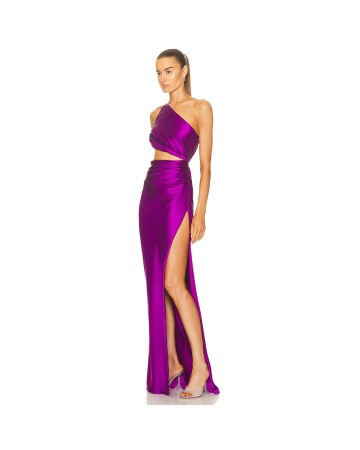 One Shoulder Side Slit Maxi Bodycon Dress