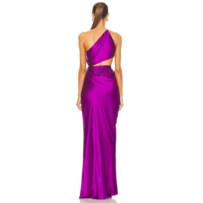 One Shoulder Side Slit Maxi Bodycon Dress