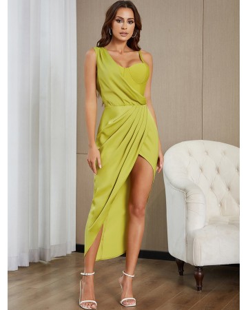 Strappy Sleeveless Side Slit Maxi Bandage Dress HB00800