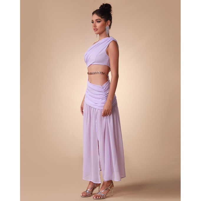 Lavender Split Chain Maxi Dress