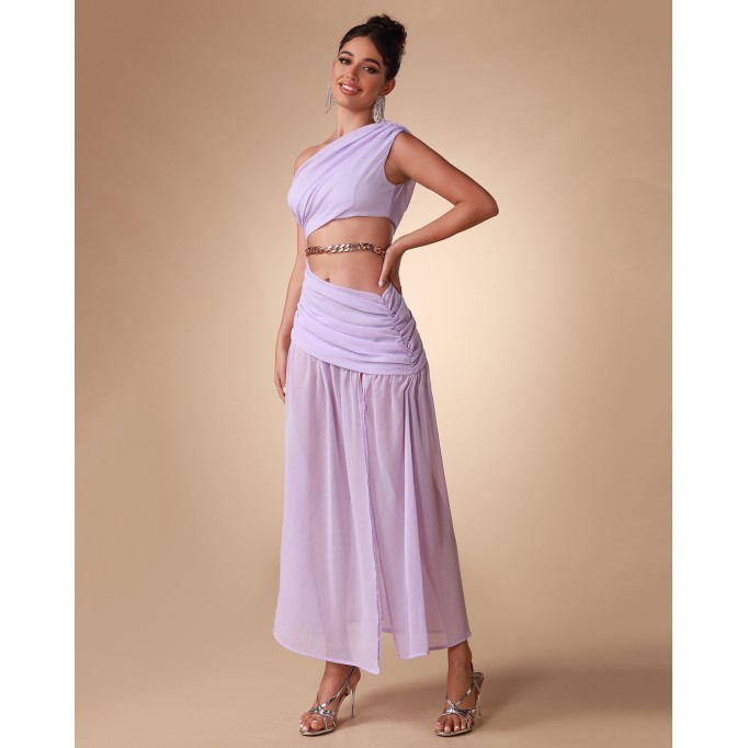 Lavender Split Chain Maxi Dress