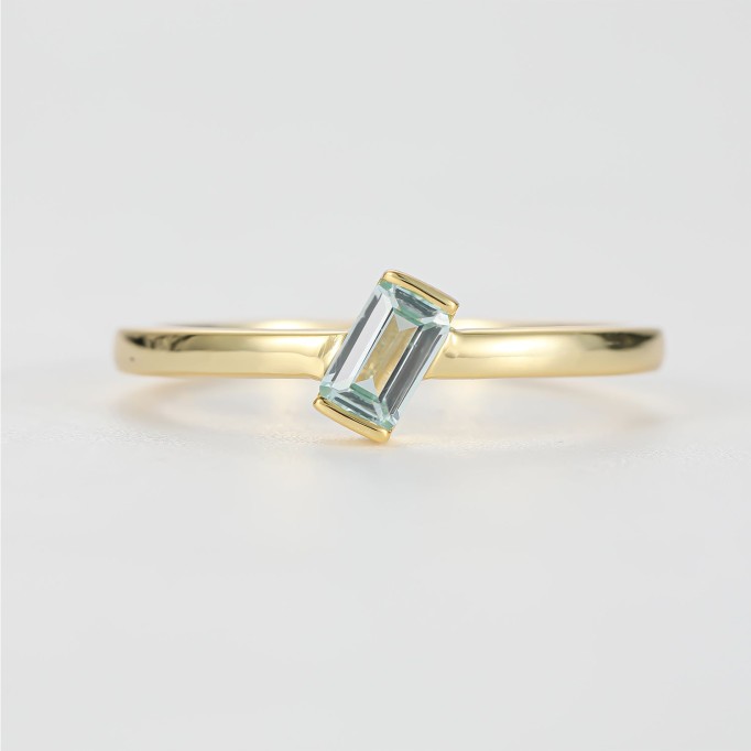 Hand Crafted Royalblue Diamond Baguette Ring