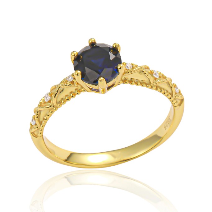 Hand Crafted Gold Round Diamond Ring