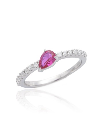 Hand Crafted Drop Gemstone Diamond Ring