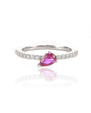 Hand Crafted Drop Gemstone Diamond Ring