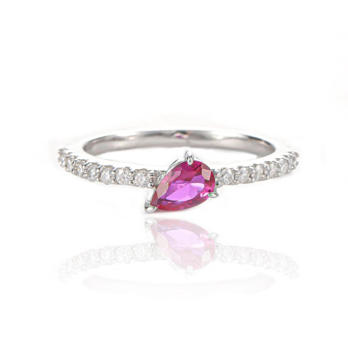 Hand Crafted Drop Gemstone Diamond Ring