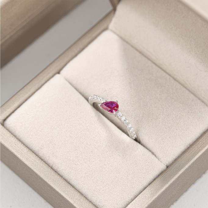 Hand Crafted Drop Gemstone Diamond Ring