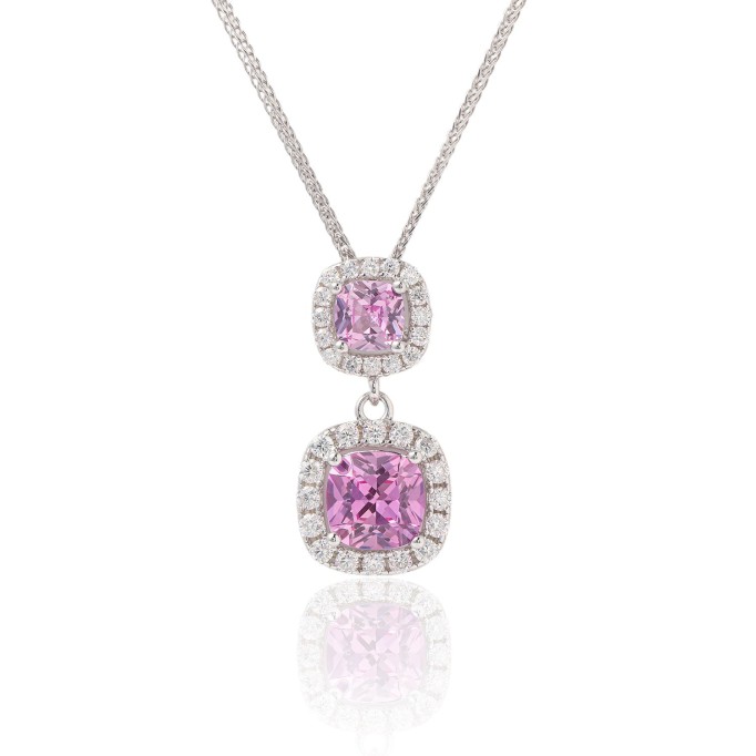 Hand Crafted Aura Princess-cut Diamond Necklaces